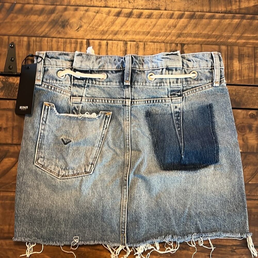 Hudson Jeans Frayed Hem Denim Mini Skirt Rope Belt NEW Size 26 - Picture 7 of 10
